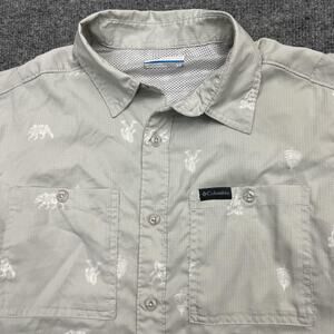 Columbia Shirt Mens Small Gray Short Sleeve Omni-Wick Hiking Button Up Outdoors